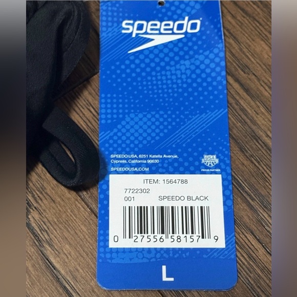 New Speedo One Piece Swimsuit Solid Black Double Strap Criss Cross Swimwear Sz L - Picture 4 of 13